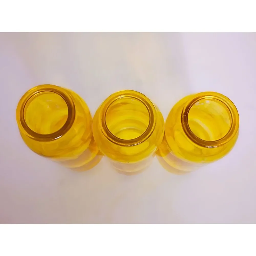 Ochre Yellow Rustic Triple Glass Jar Vase - Picture 6 of 7